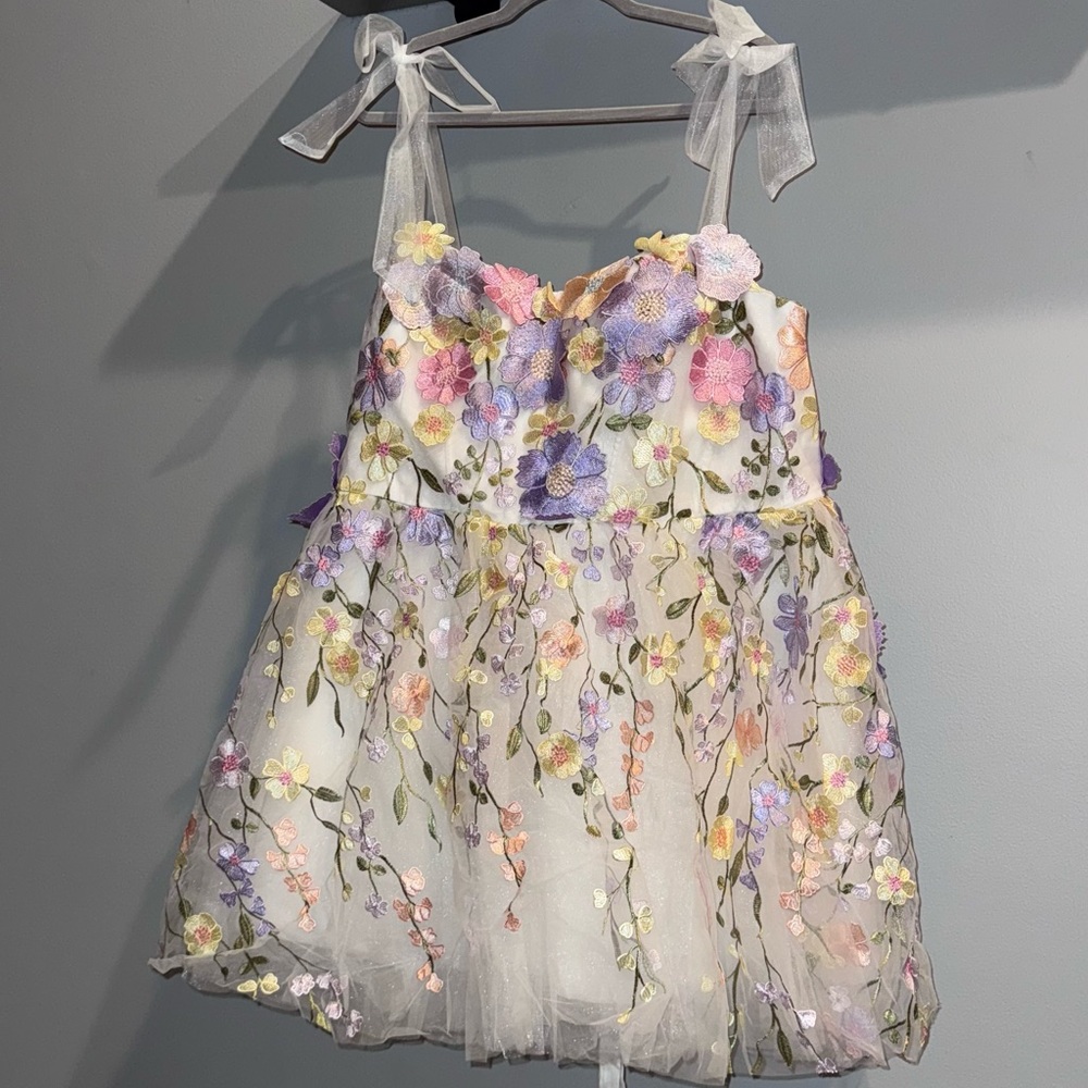3D Floral Embroidered Bohemian Plus Size Prom Mini Dress Wedding Dress NWT 24WUS